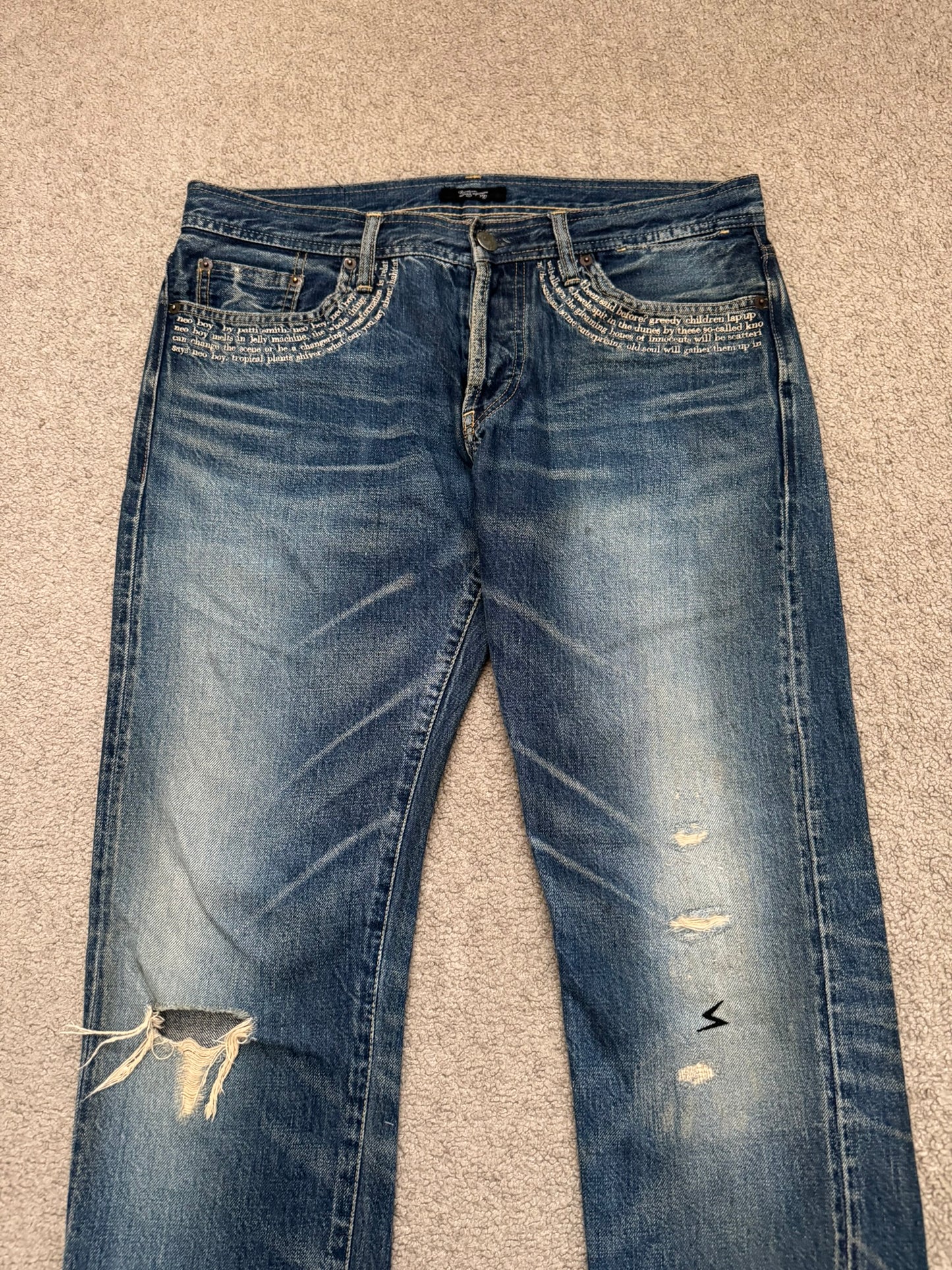 SS09 Undercover "Neoboy" Patti Smith Poem Denim Jeans