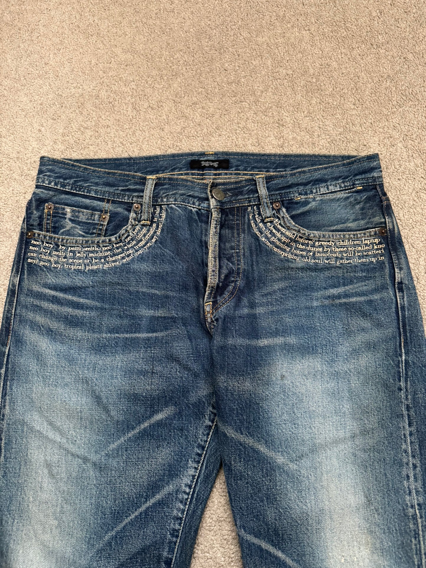 SS09 Undercover "Neoboy" Patti Smith Poem Denim Jeans