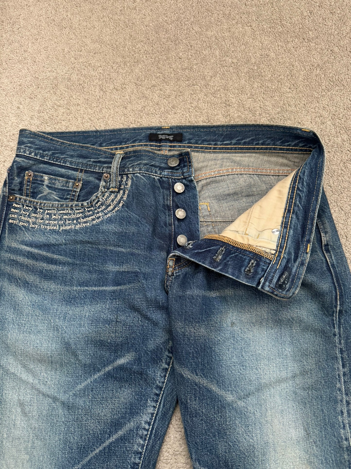SS09 Undercover "Neoboy" Patti Smith Poem Denim Jeans