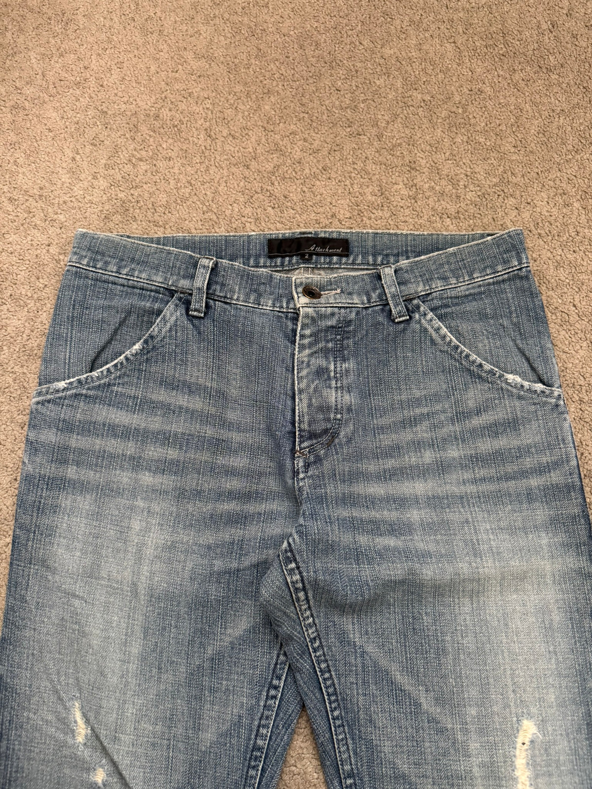 Kazuyuki Kumagai Attachment Crash Distressed Denim Jeans