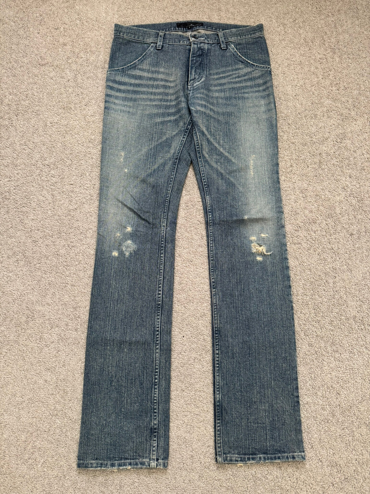 Kazuyuki Kumagai Attachment Washed Distressed Denim Jeans