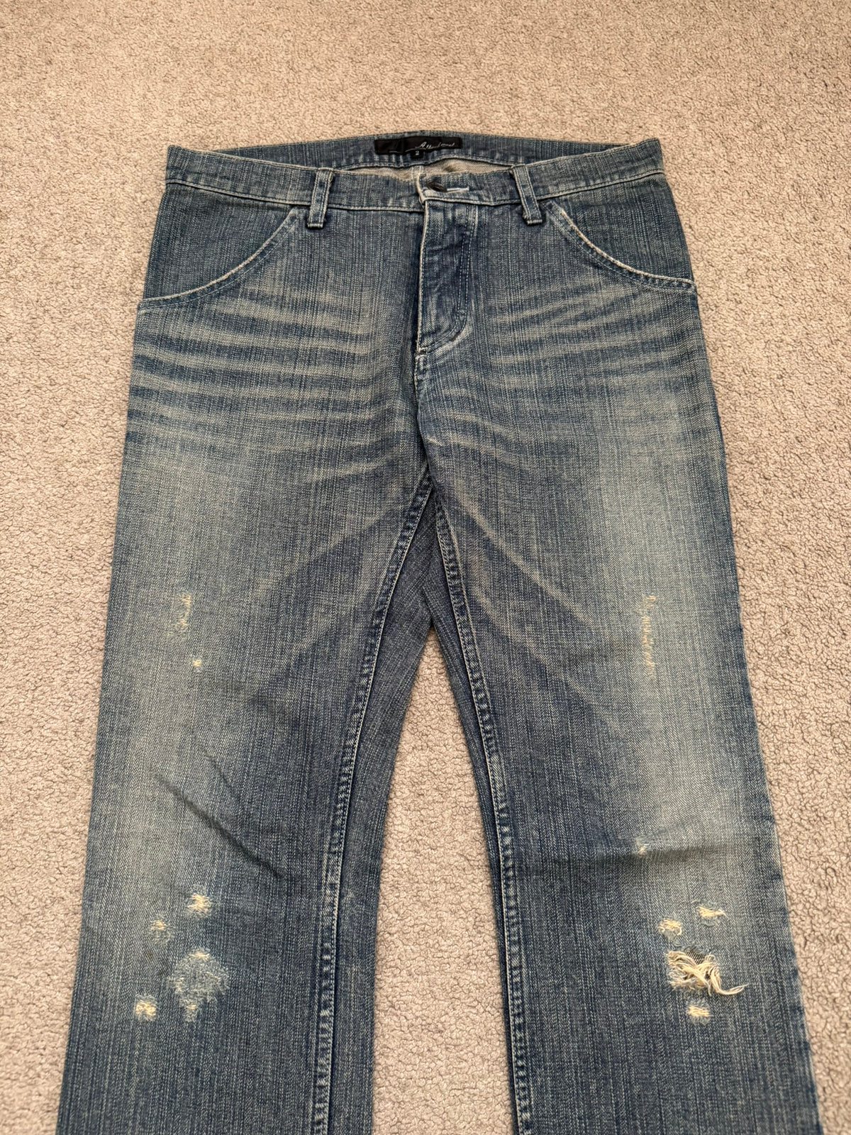 Kazuyuki Kumagai Attachment Washed Distressed Denim Jeans