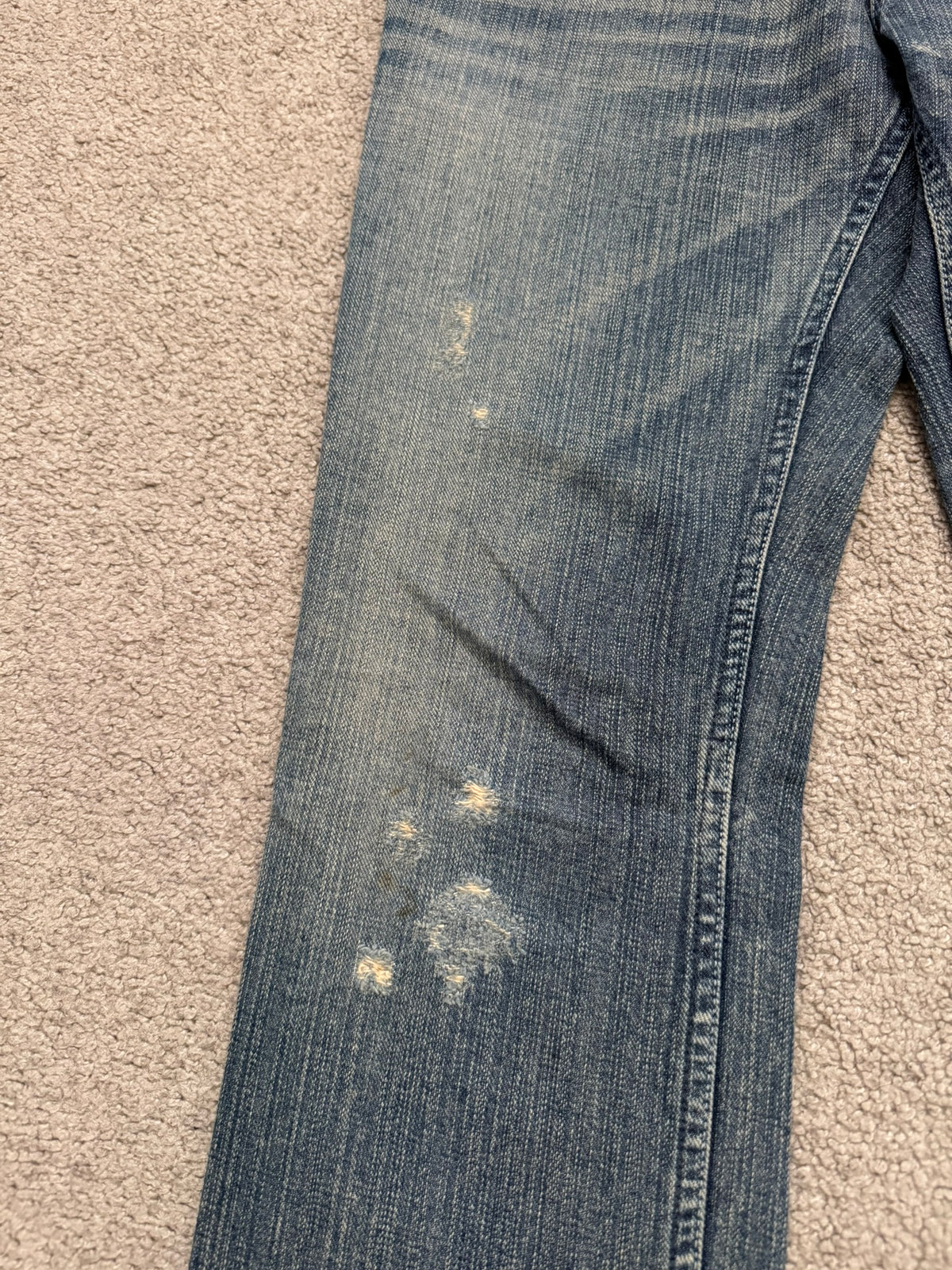 Kazuyuki Kumagai Attachment Washed Distressed Denim Jeans