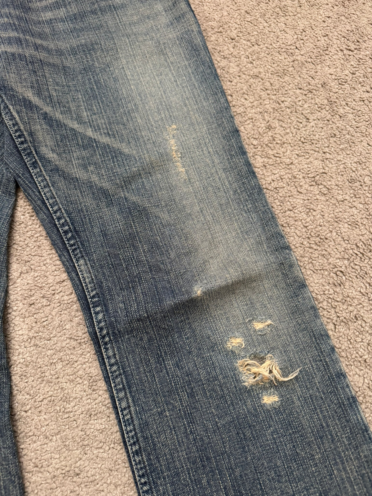 Kazuyuki Kumagai Attachment Washed Distressed Denim Jeans