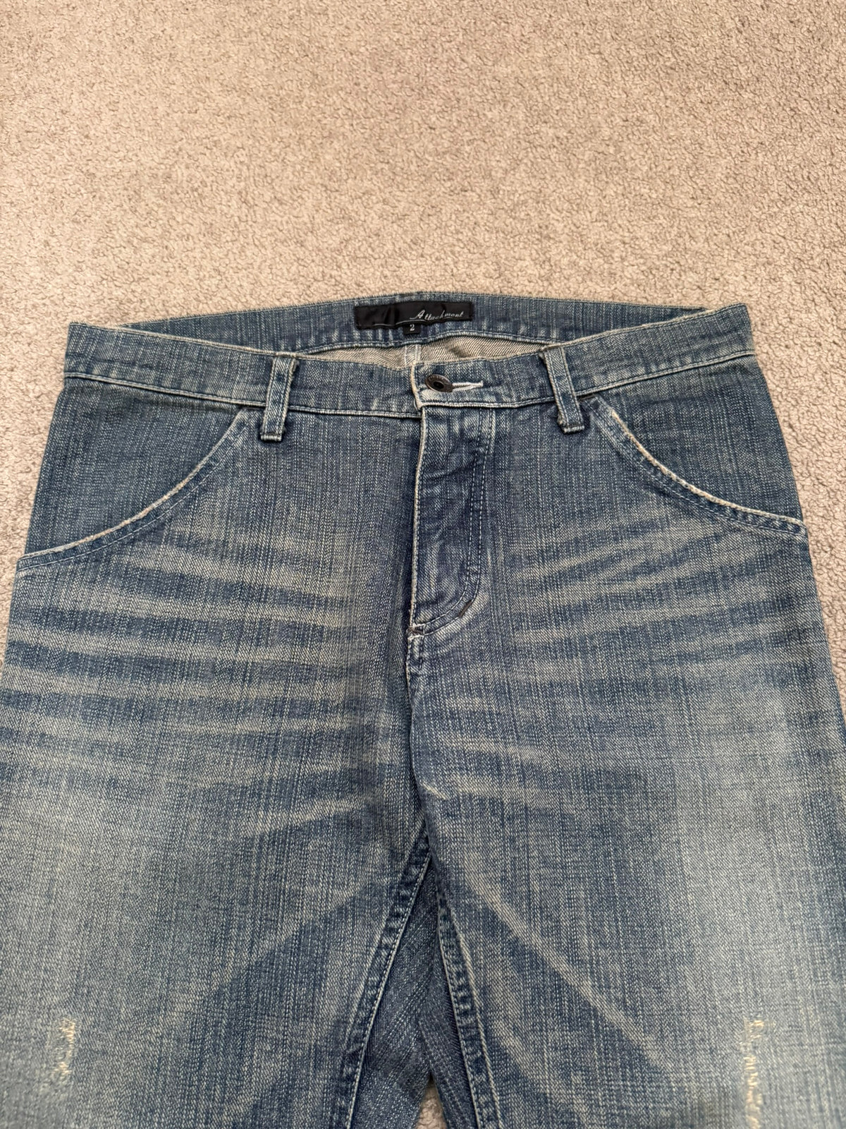 Kazuyuki Kumagai Attachment Washed Distressed Denim Jeans