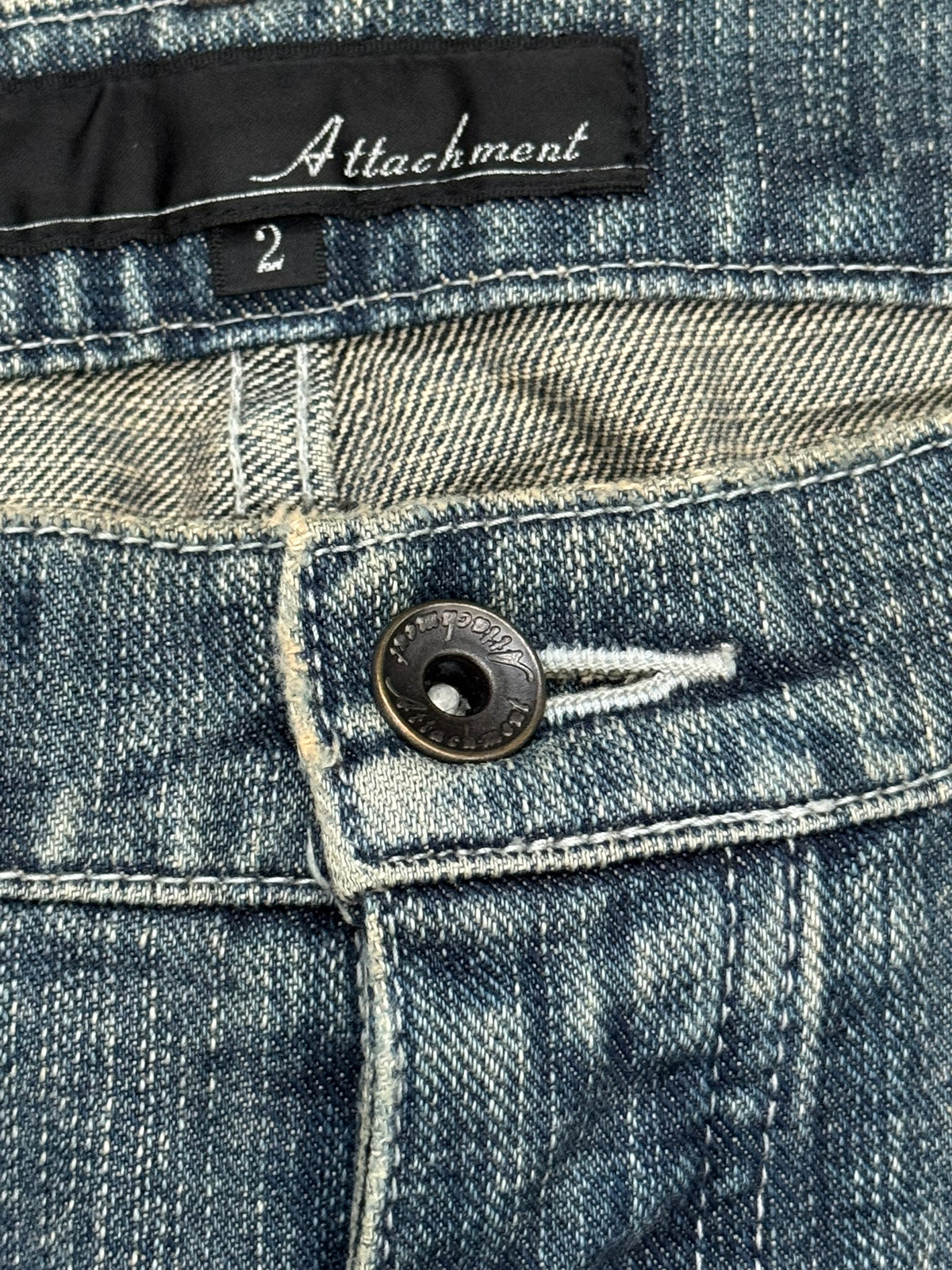 Kazuyuki Kumagai Attachment Washed Distressed Denim Jeans