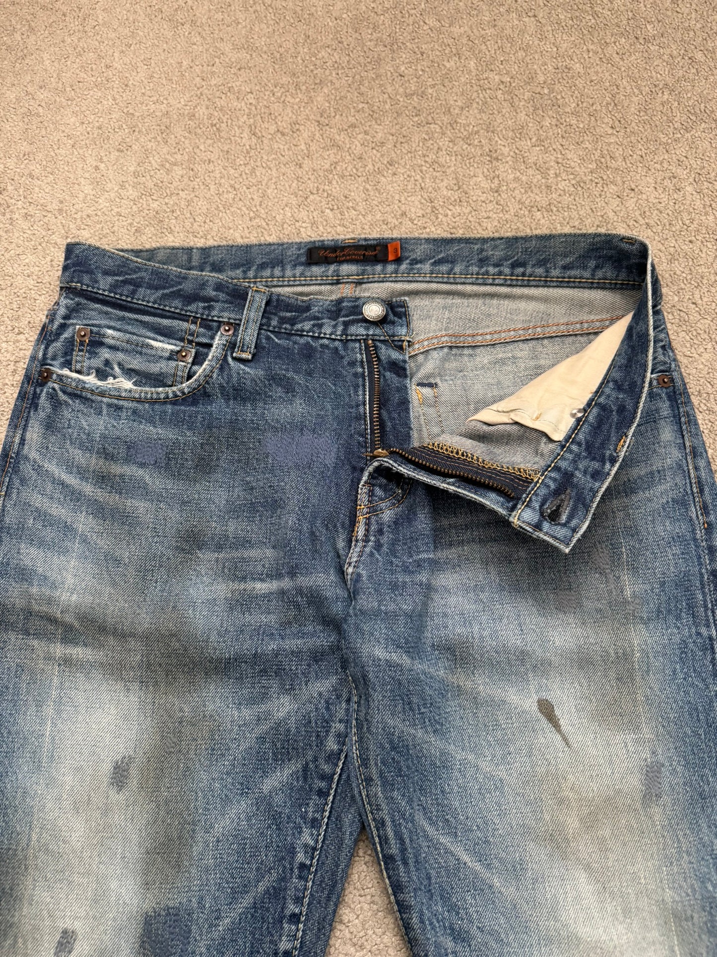 SS06 Undercover "T" Chuuut Washed Denim Jeans