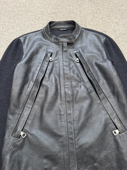 FW15 Maison Margiela 5 Zip Hybrid Wool Leather Biker Jacket