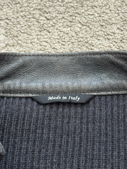 FW15 Maison Margiela 5 Zip Hybrid Wool Leather Biker Jacket
