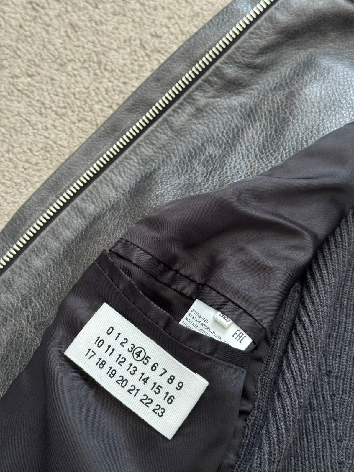 FW15 Maison Margiela 5 Zip Hybrid Wool Leather Biker Jacket