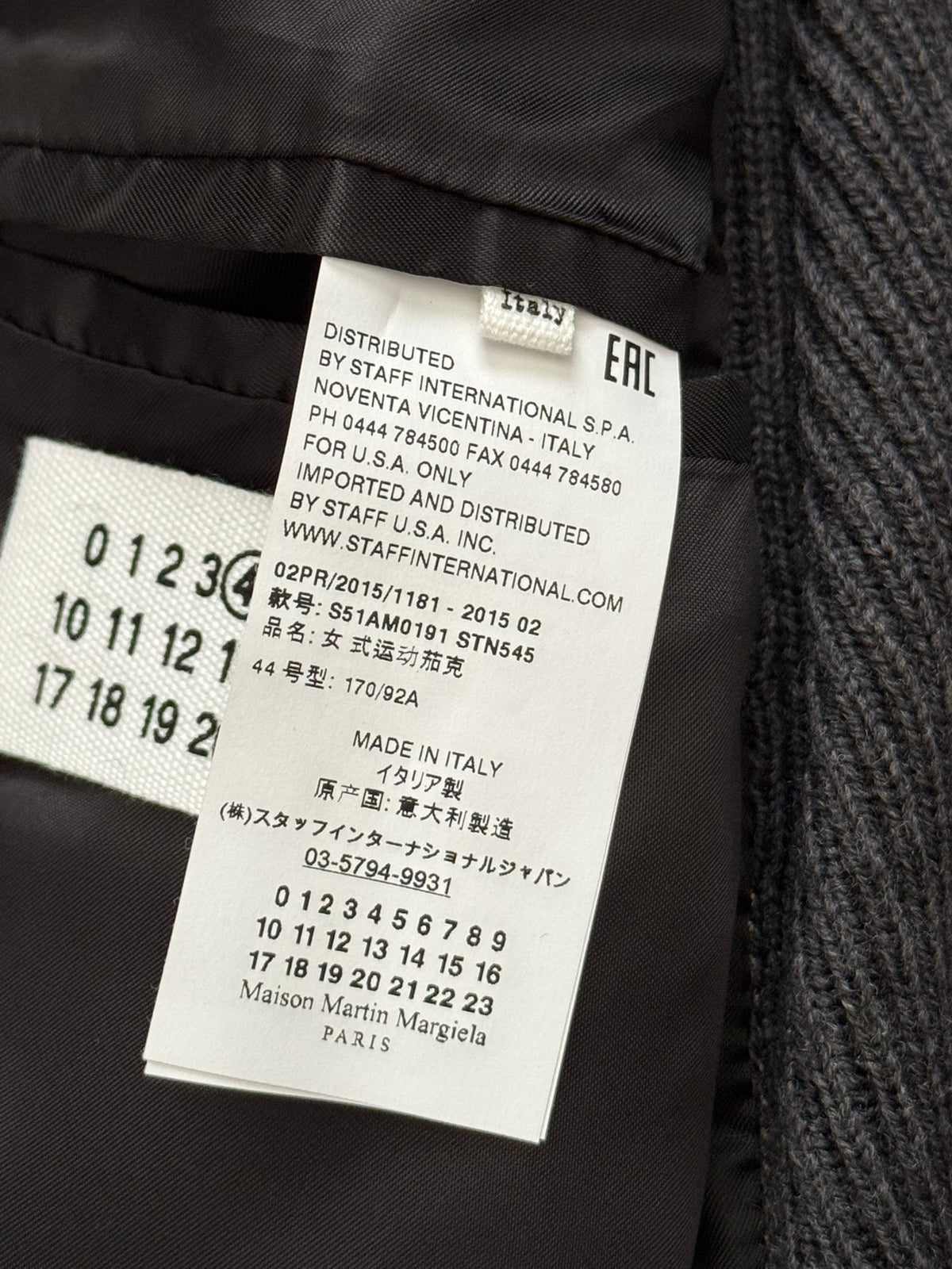 FW15 Maison Margiela 5 Zip Hybrid Wool Leather Biker Jacket