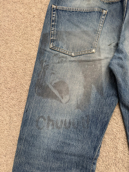 SS06 Undercover "T" Chuuut Washed Denim Jeans