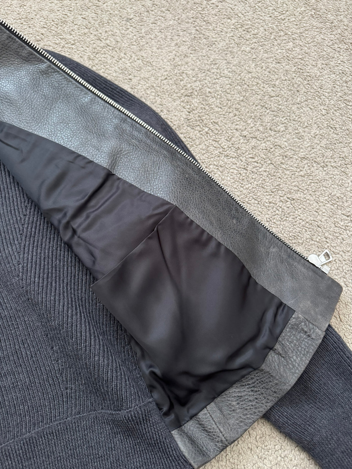 FW15 Maison Margiela 5 Zip Hybrid Wool Leather Biker Jacket