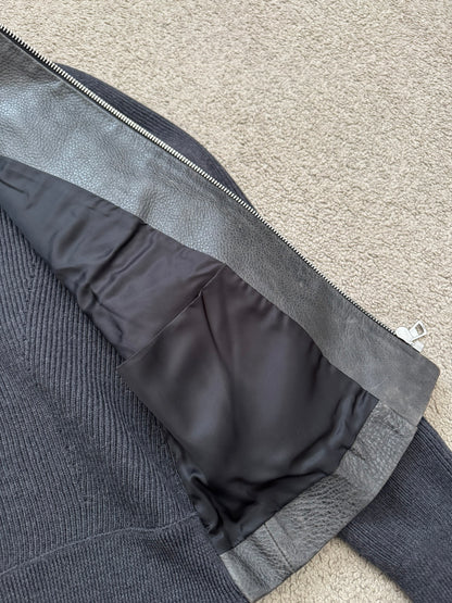 FW15 Maison Margiela 5 Zip Hybrid Wool Leather Biker Jacket