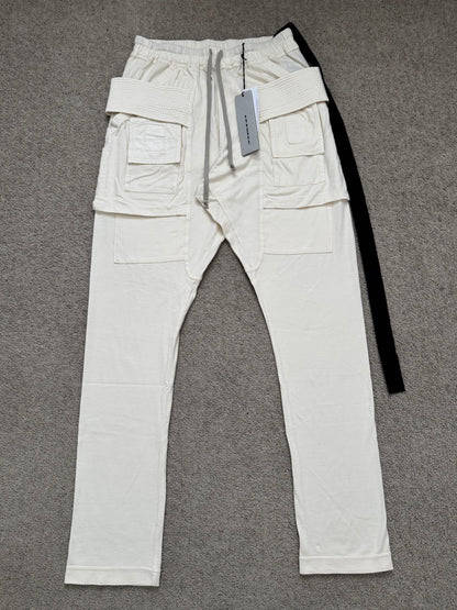 New SS22 Rick Owens DRKSHDW Cream Creatch Cargo Sweatpants