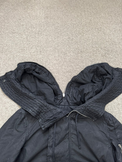 FW10 Rick Owens DRKSHDW Waxed Exploder Hooded Bomber Jacket