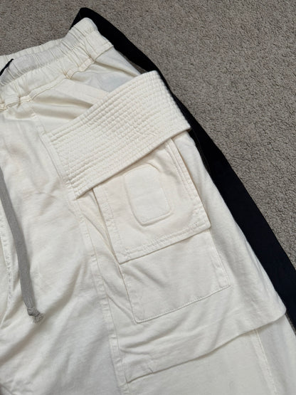 New SS22 Rick Owens DRKSHDW Cream Creatch Cargo Sweatpants
