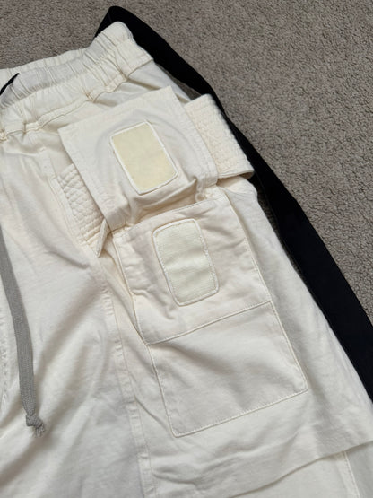 New SS22 Rick Owens DRKSHDW Cream Creatch Cargo Sweatpants