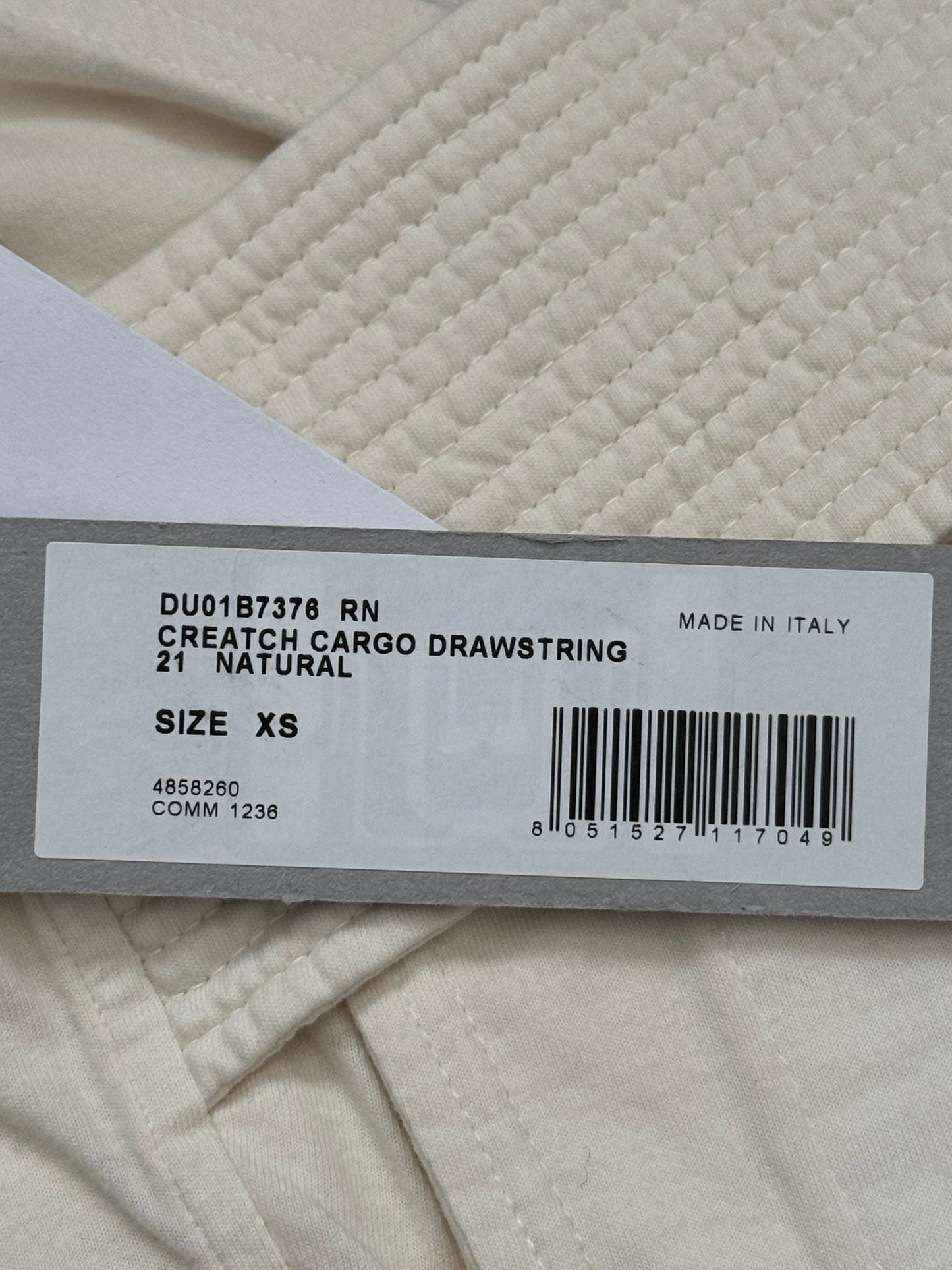 New SS22 Rick Owens DRKSHDW Cream Creatch Cargo Sweatpants