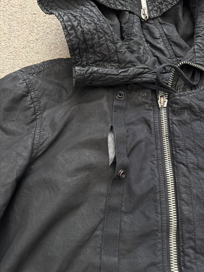 FW10 Rick Owens DRKSHDW Waxed Exploder Hooded Bomber Jacket