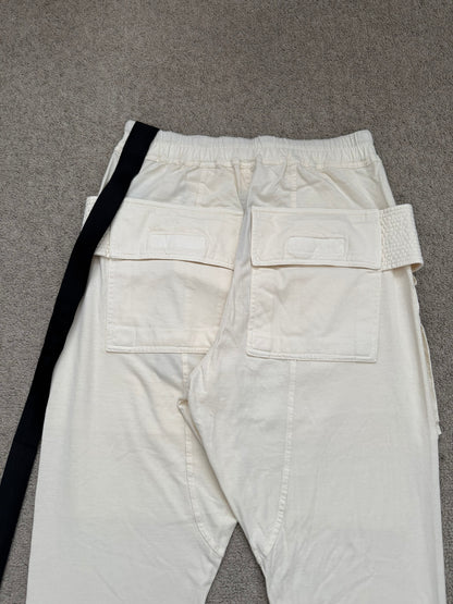 New SS22 Rick Owens DRKSHDW Cream Creatch Cargo Sweatpants