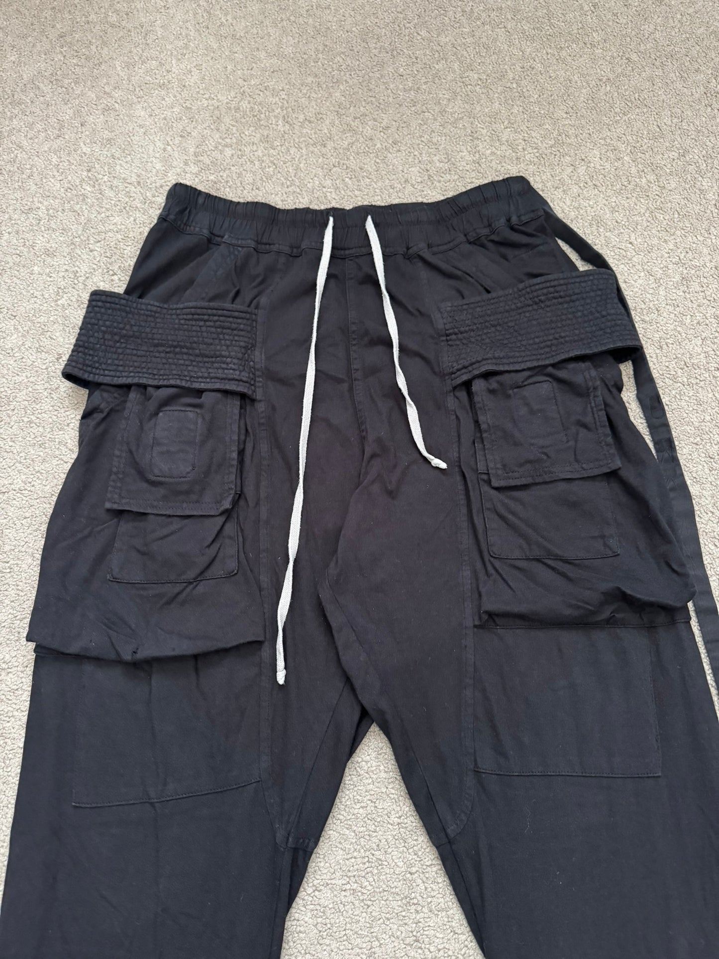 SS22 Rick Owens DRKSHDW Black Creatch Cargo Sweatpants