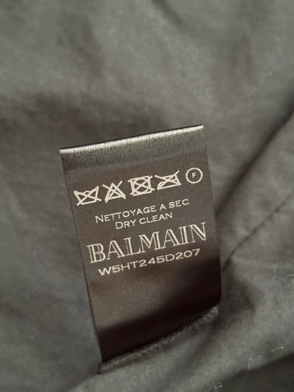 FW15 Balmain by Olivier Rousteing Red Velvet Biker Jacket