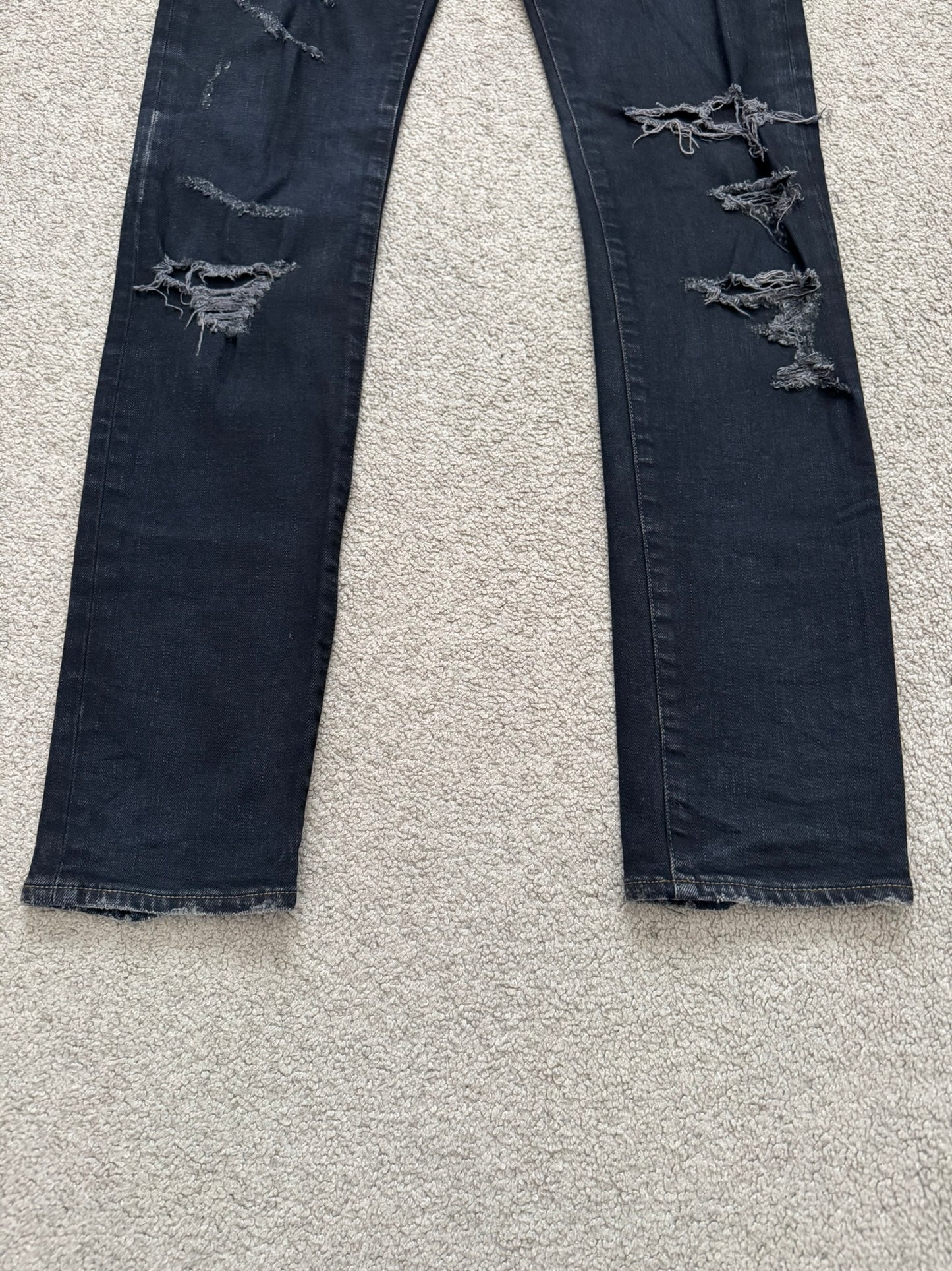 FW15 Saint Laurent by Hedi Slimane Scab Crash Distressed D02 Denim Jeans