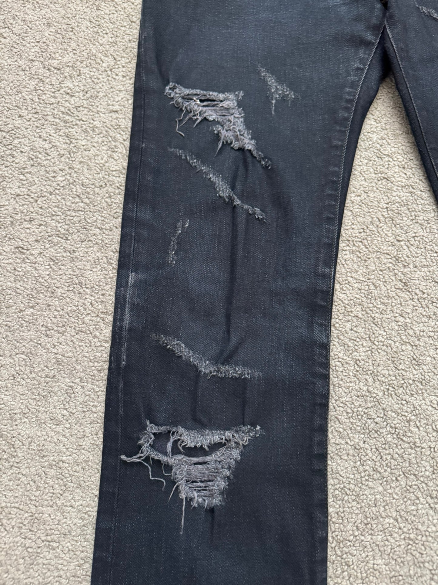 FW15 Saint Laurent by Hedi Slimane Scab Crash Distressed D02 Denim Jeans
