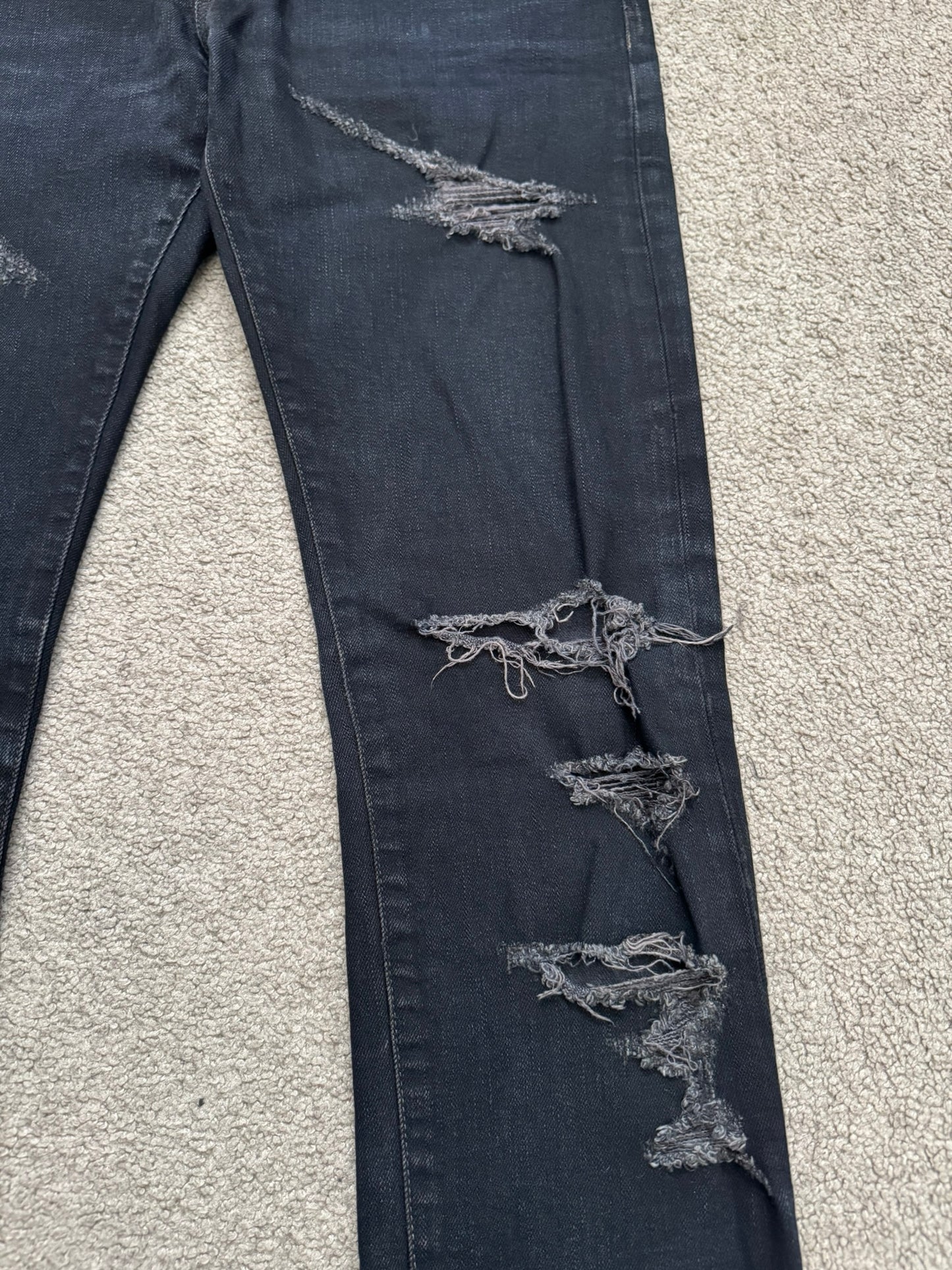 FW15 Saint Laurent by Hedi Slimane Scab Crash Distressed D02 Denim Jeans