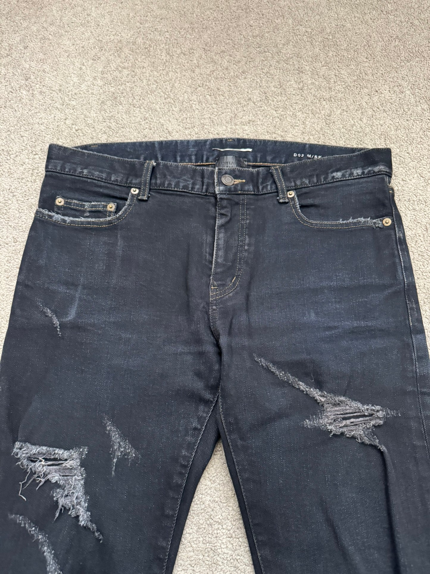 FW15 Saint Laurent by Hedi Slimane Scab Crash Distressed D02 Denim Jeans