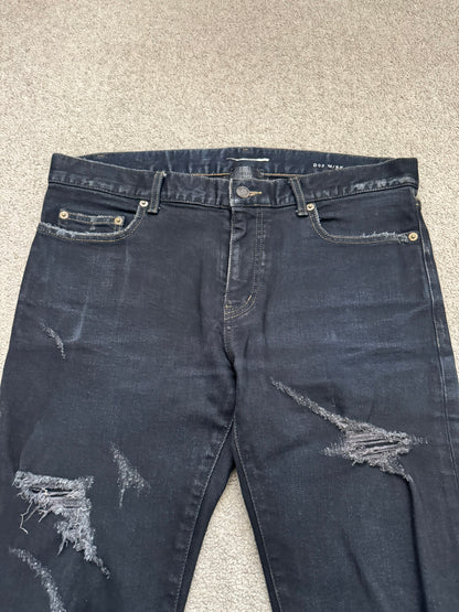 FW15 Saint Laurent by Hedi Slimane Scab Crash Distressed D02 Denim Jeans