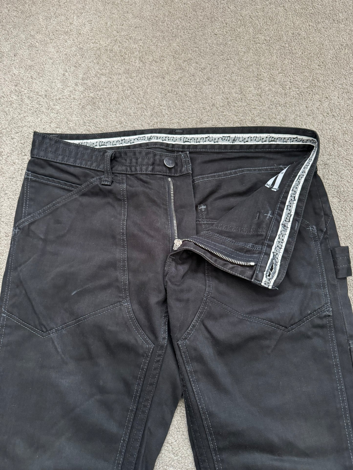SS09 Number (N)ine Black Double Knee Crying Heart Denim Jeans