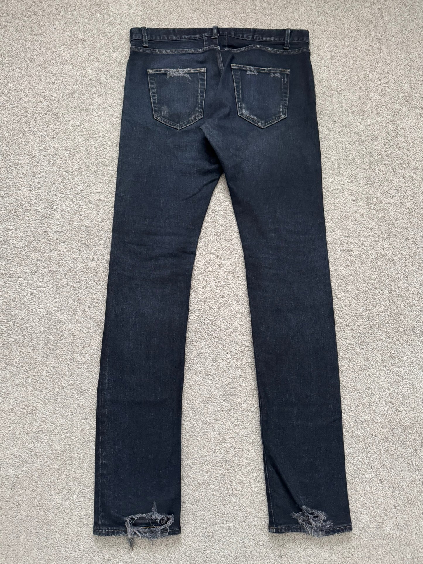 FW15 Saint Laurent by Hedi Slimane Scab Crash Distressed D02 Denim Jeans