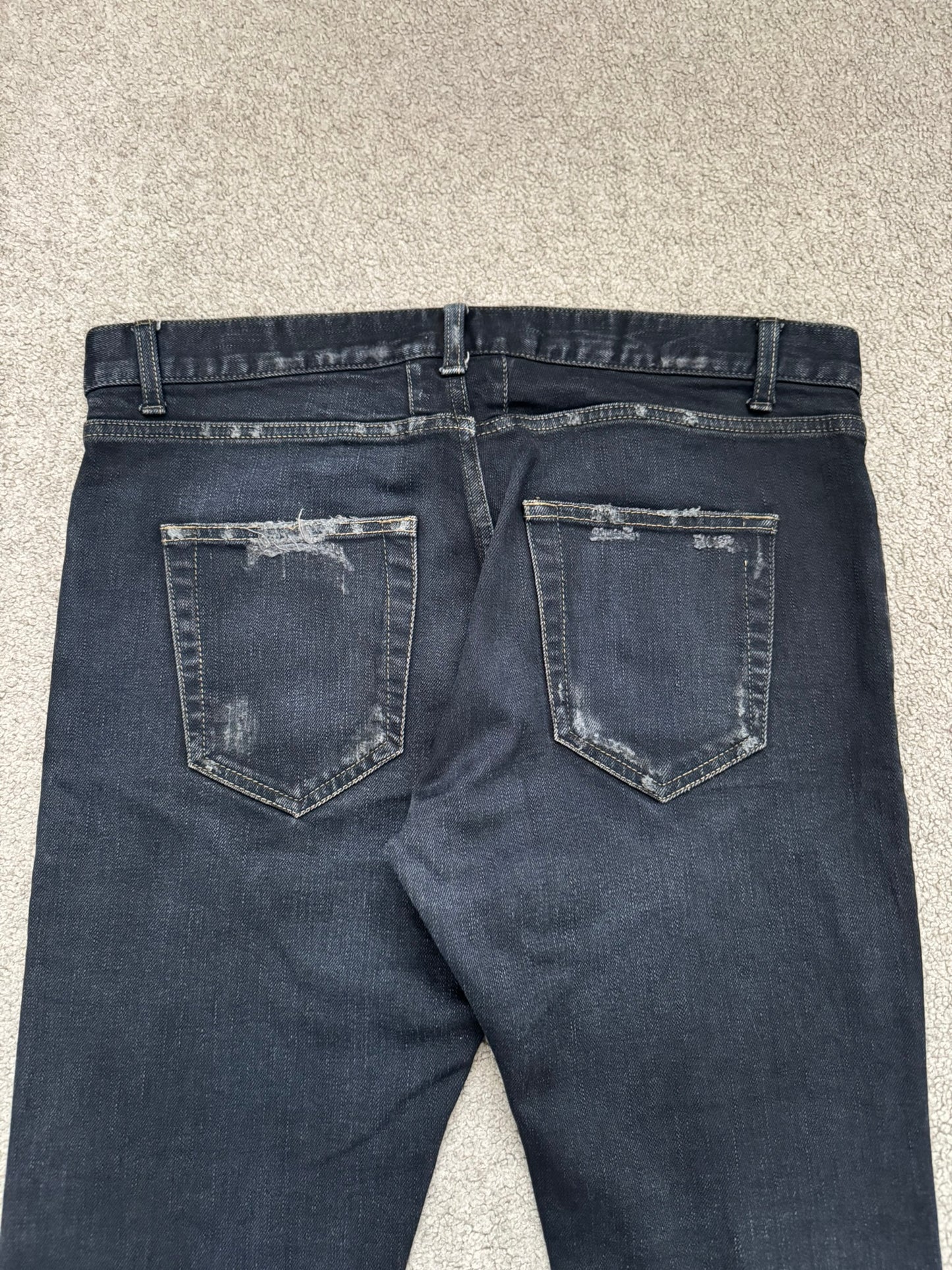 FW15 Saint Laurent by Hedi Slimane Scab Crash Distressed D02 Denim Jeans