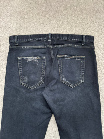 FW15 Saint Laurent by Hedi Slimane Scab Crash Distressed D02 Denim Jeans