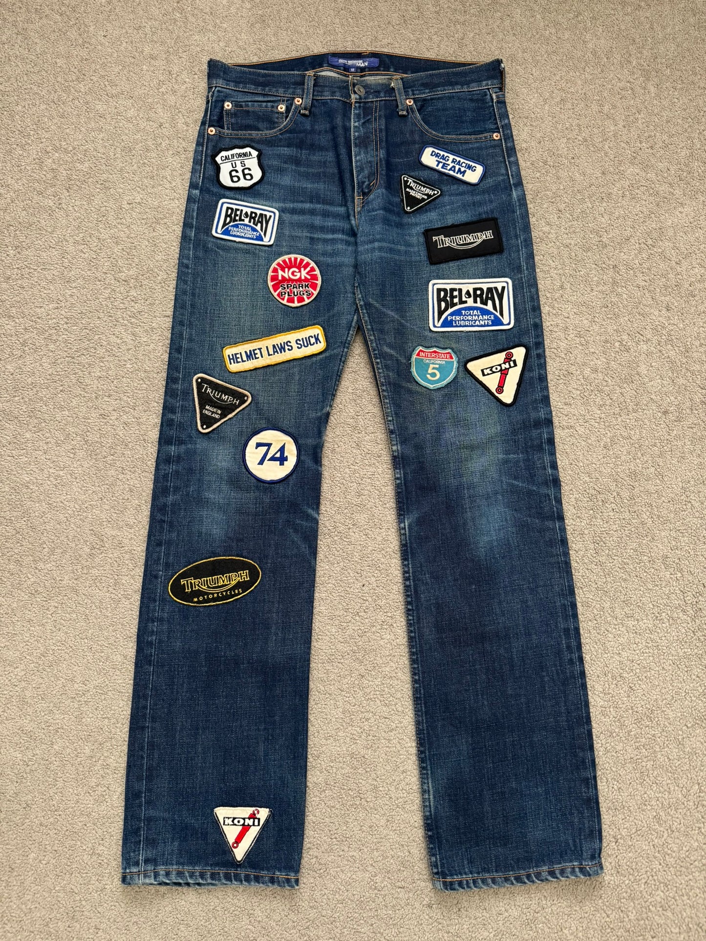 SS03 Junya Watanabe MAN Triumph Patch Biker Denim Jeans
