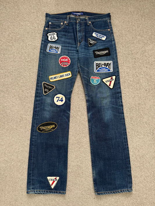 SS03 Junya Watanabe MAN Triumph Patch Biker Denim Jeans