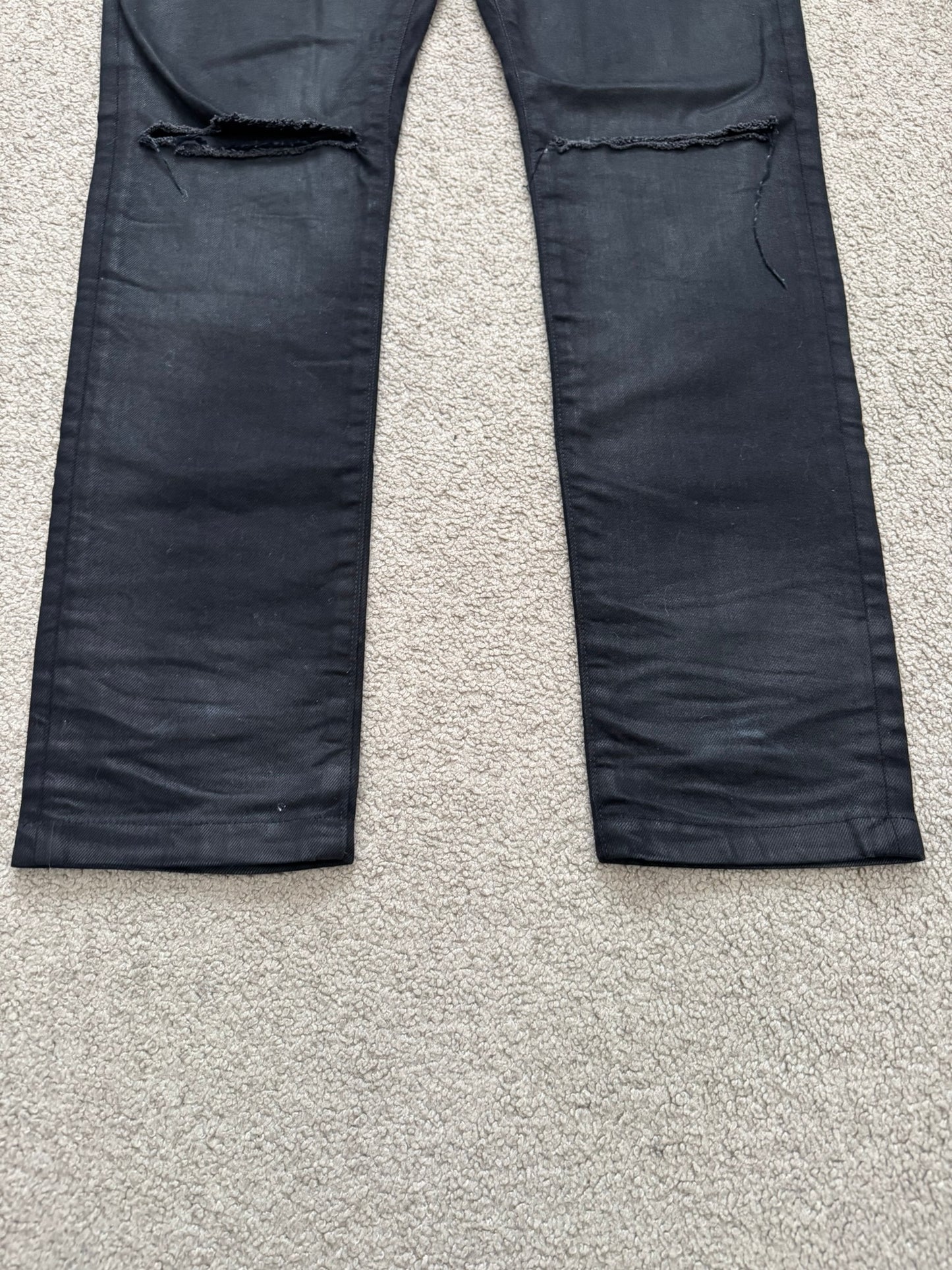 SS17 Saint Laurent Paris Waxed Knee Slit D02 Denim Jeans