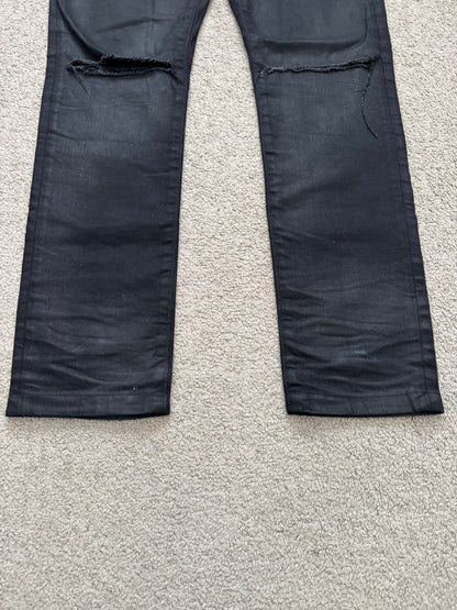 SS17 Saint Laurent Paris Waxed Knee Slit D02 Denim Jeans