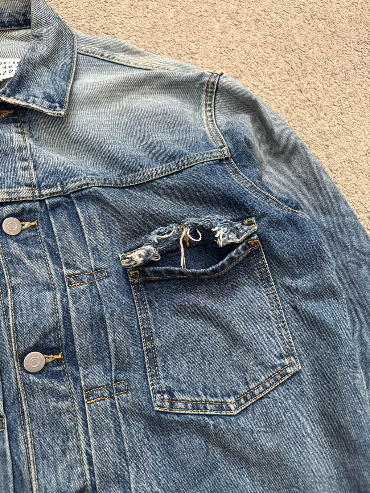 SS21 Maison Margiela Cropped Distressed Denim Jacket