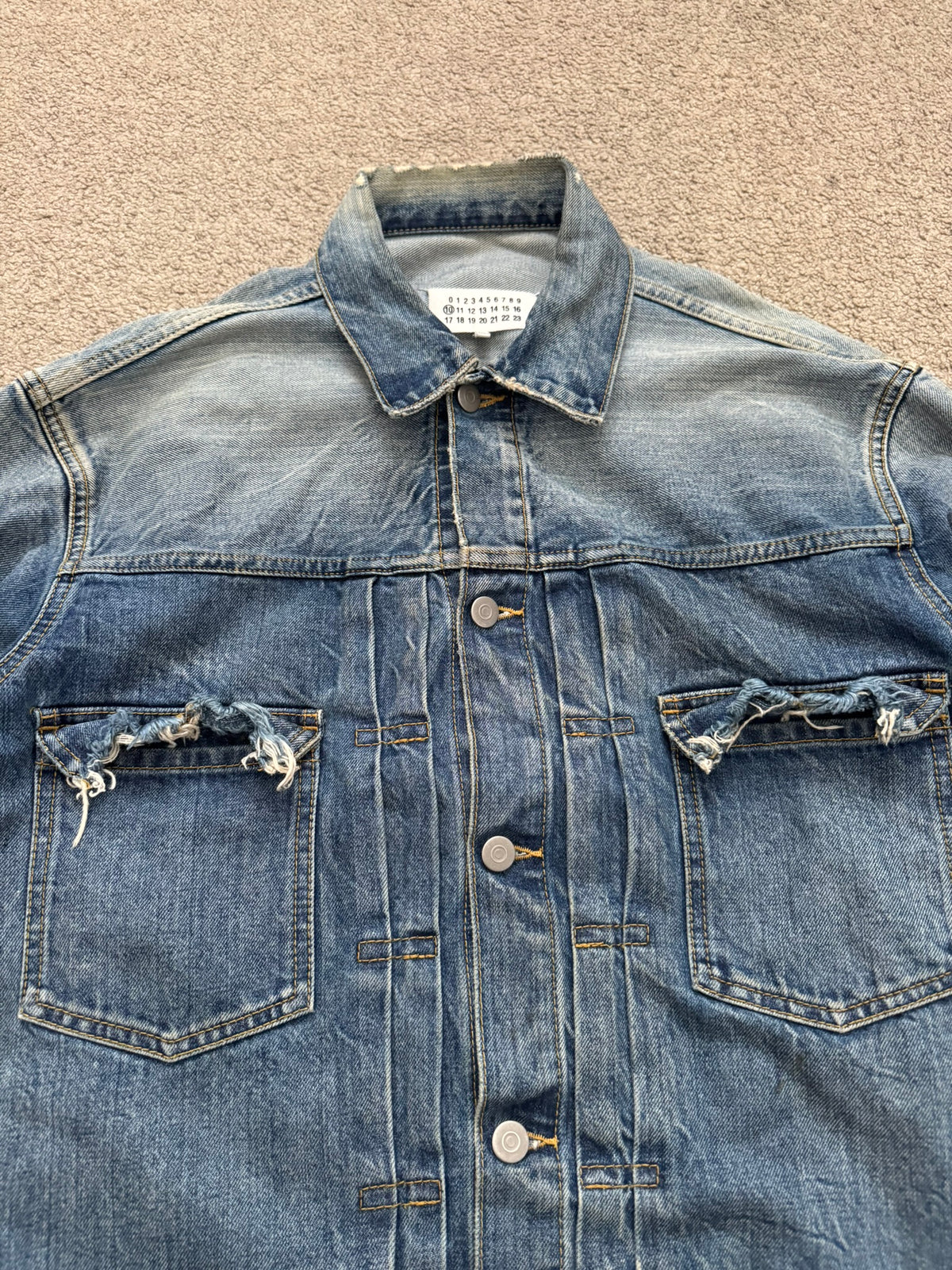 SS21 Maison Margiela Cropped Distressed Denim Jacket