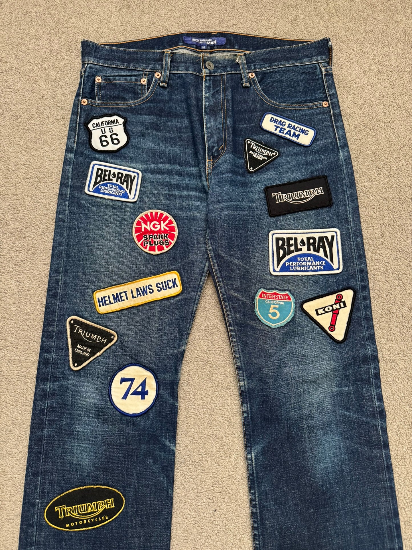 SS03 Junya Watanabe MAN Triumph Patch Biker Denim Jeans