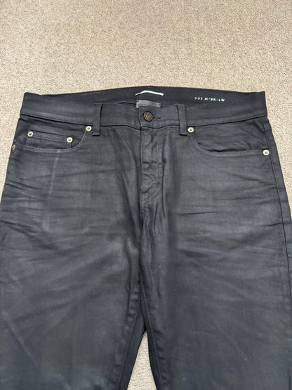 SS17 Saint Laurent Paris Waxed Knee Slit D02 Denim Jeans