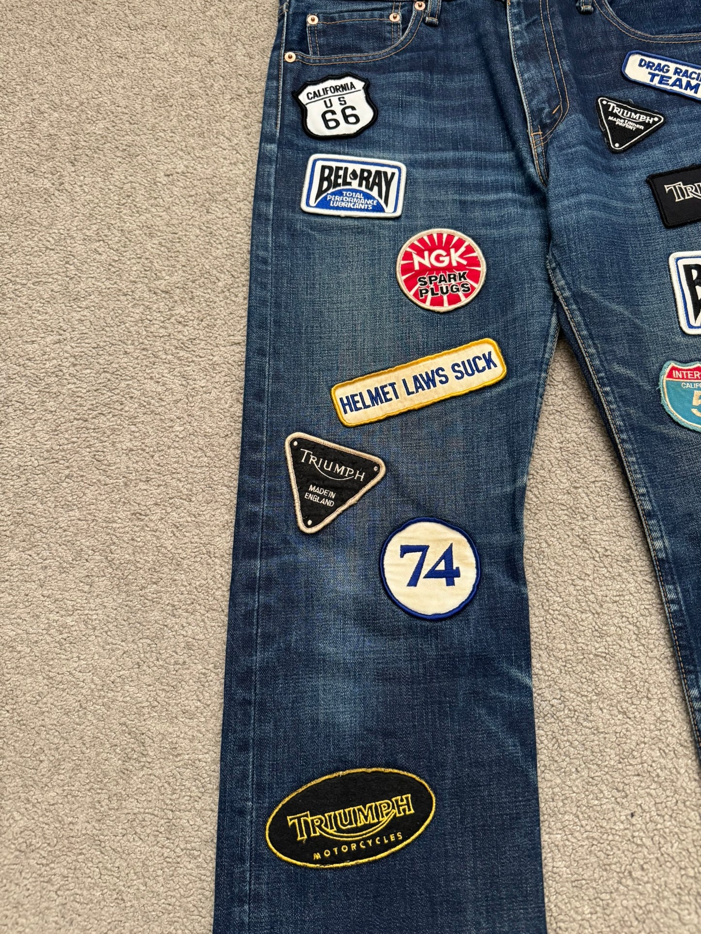 SS03 Junya Watanabe MAN Triumph Patch Biker Denim Jeans