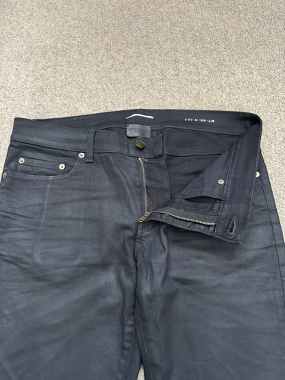 SS17 Saint Laurent Paris Waxed Knee Slit D02 Denim Jeans