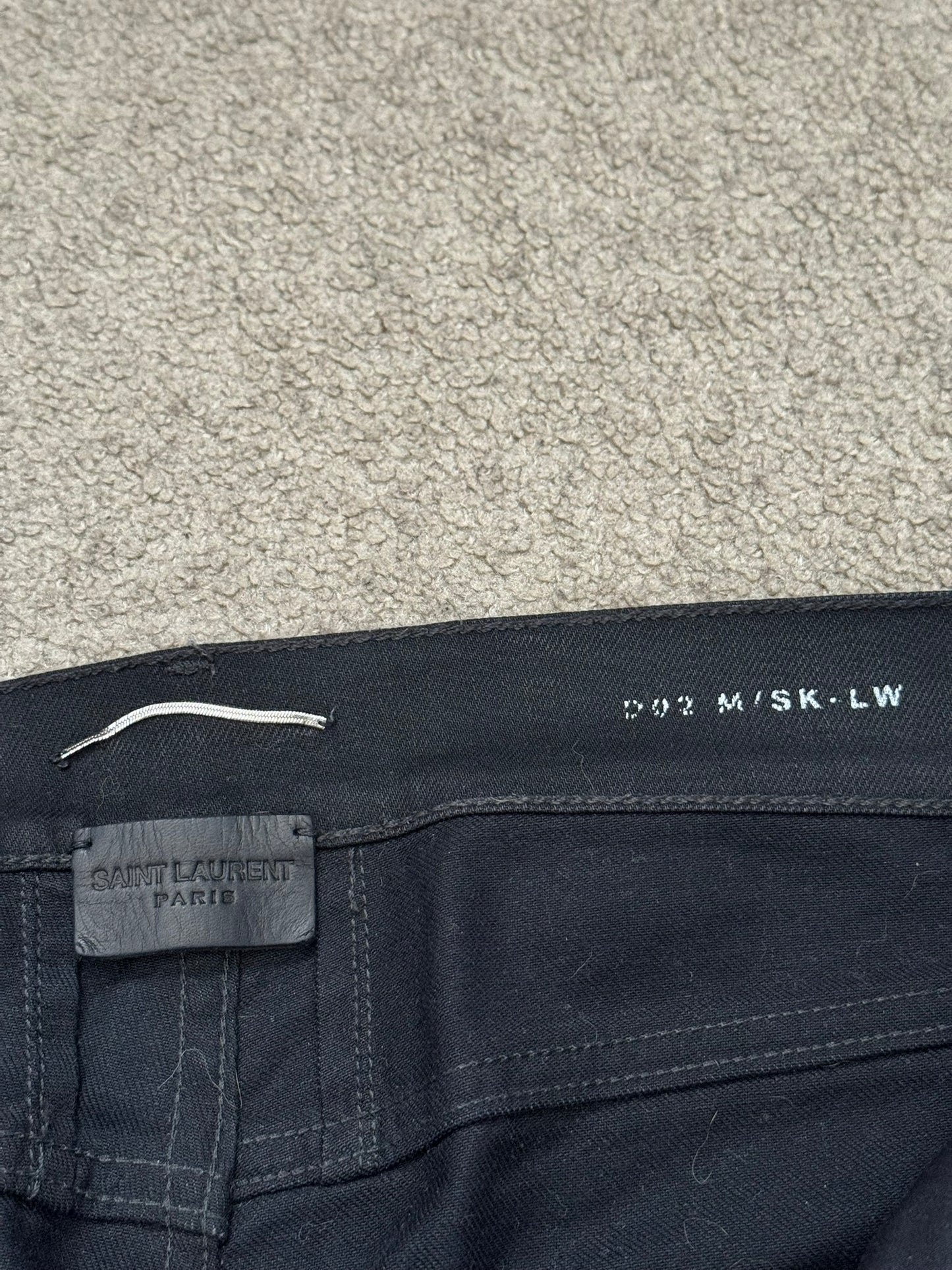 SS17 Saint Laurent Paris Waxed Knee Slit D02 Denim Jeans