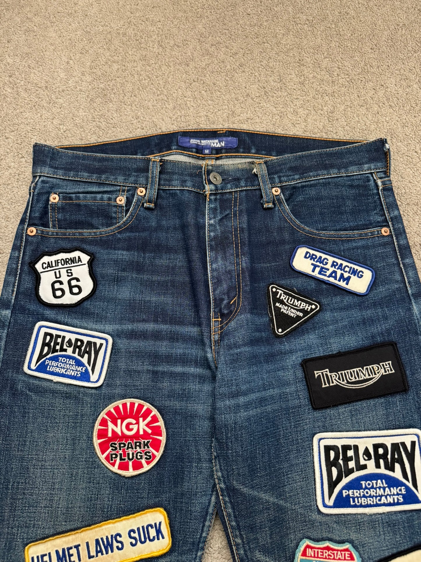 SS03 Junya Watanabe MAN Triumph Patch Biker Denim Jeans
