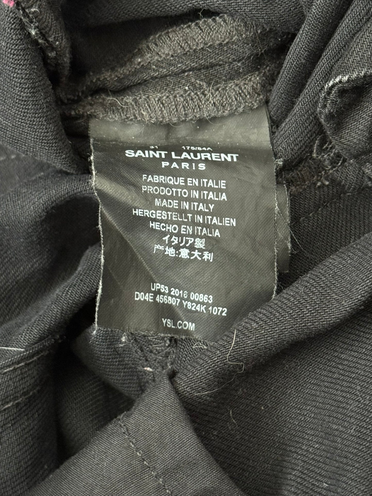 SS17 Saint Laurent Paris Waxed Knee Slit D02 Denim Jeans