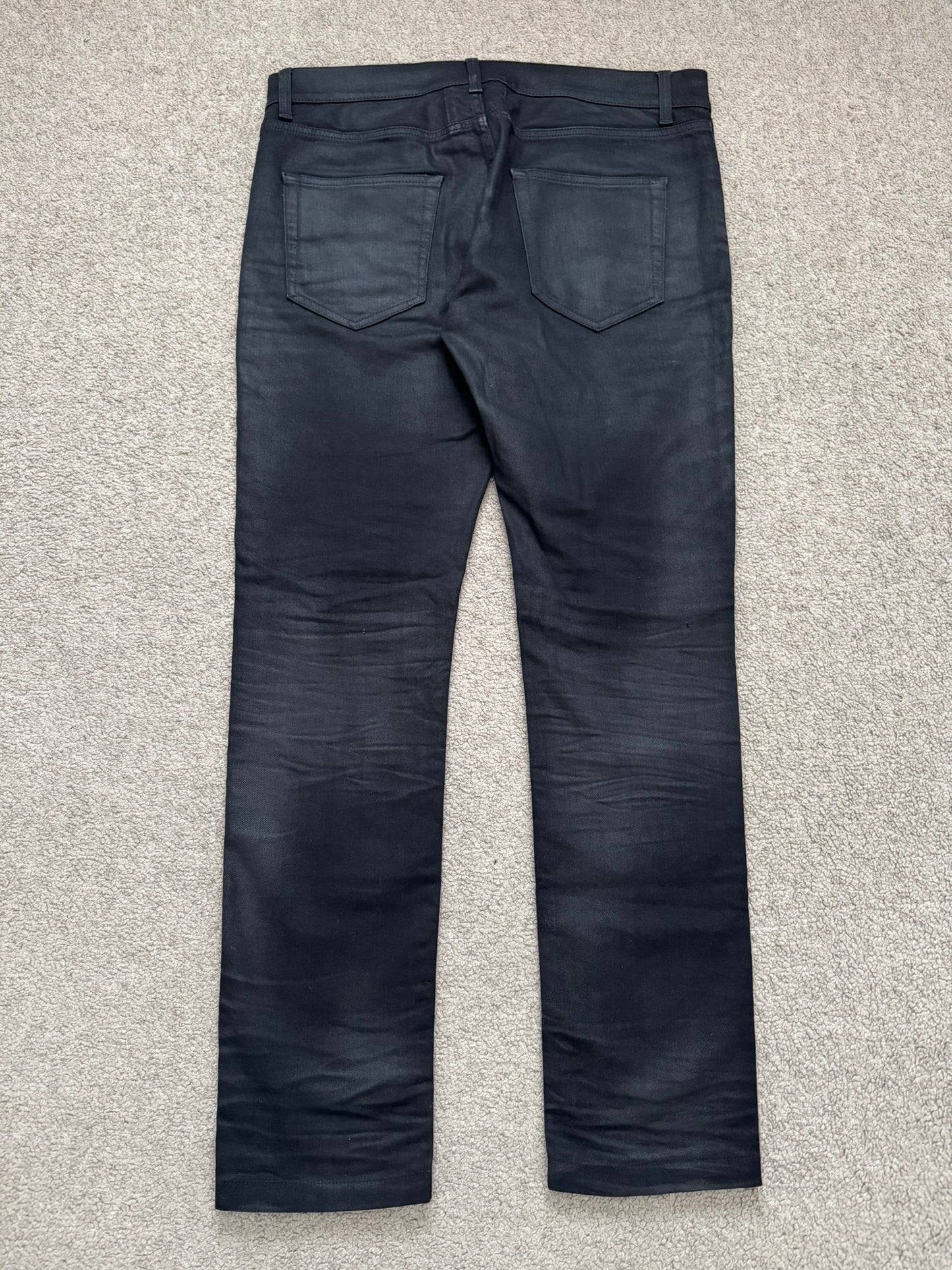 SS17 Saint Laurent Paris Waxed Knee Slit D02 Denim Jeans